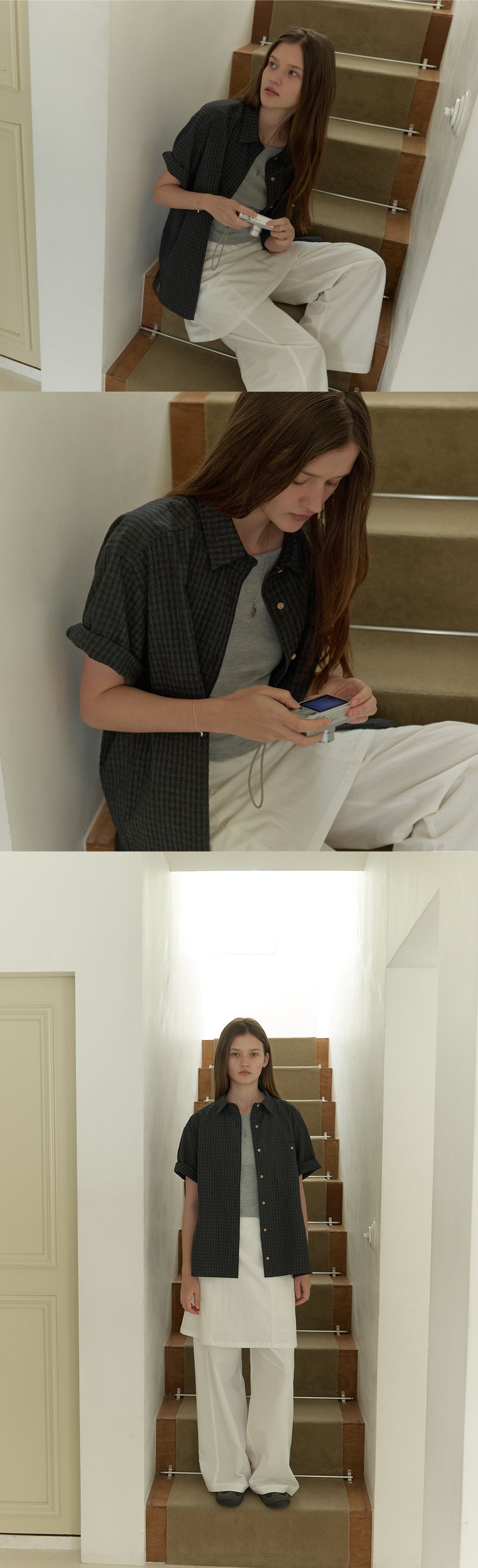 THE MITTEN Linden half shirt (moody check)