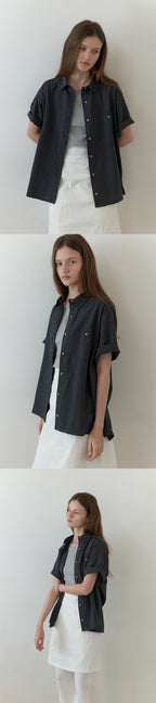 THE MITTEN Linden half shirt (moody check)