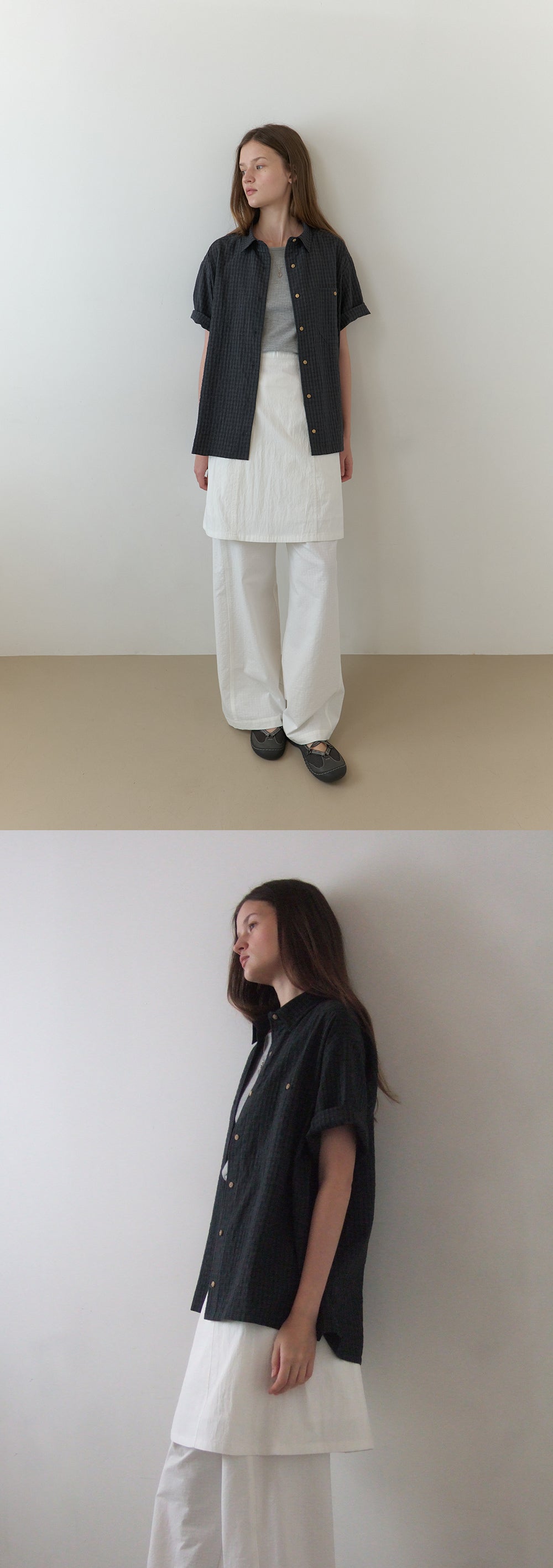THE MITTEN Linden half shirt (moody check)