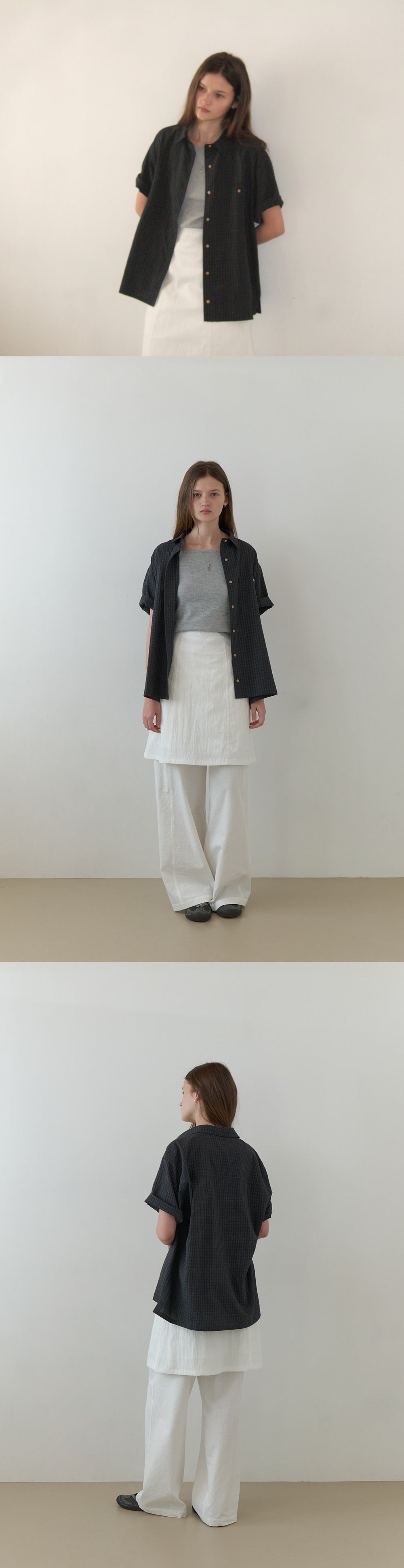 THE MITTEN Linden half shirt (moody check)