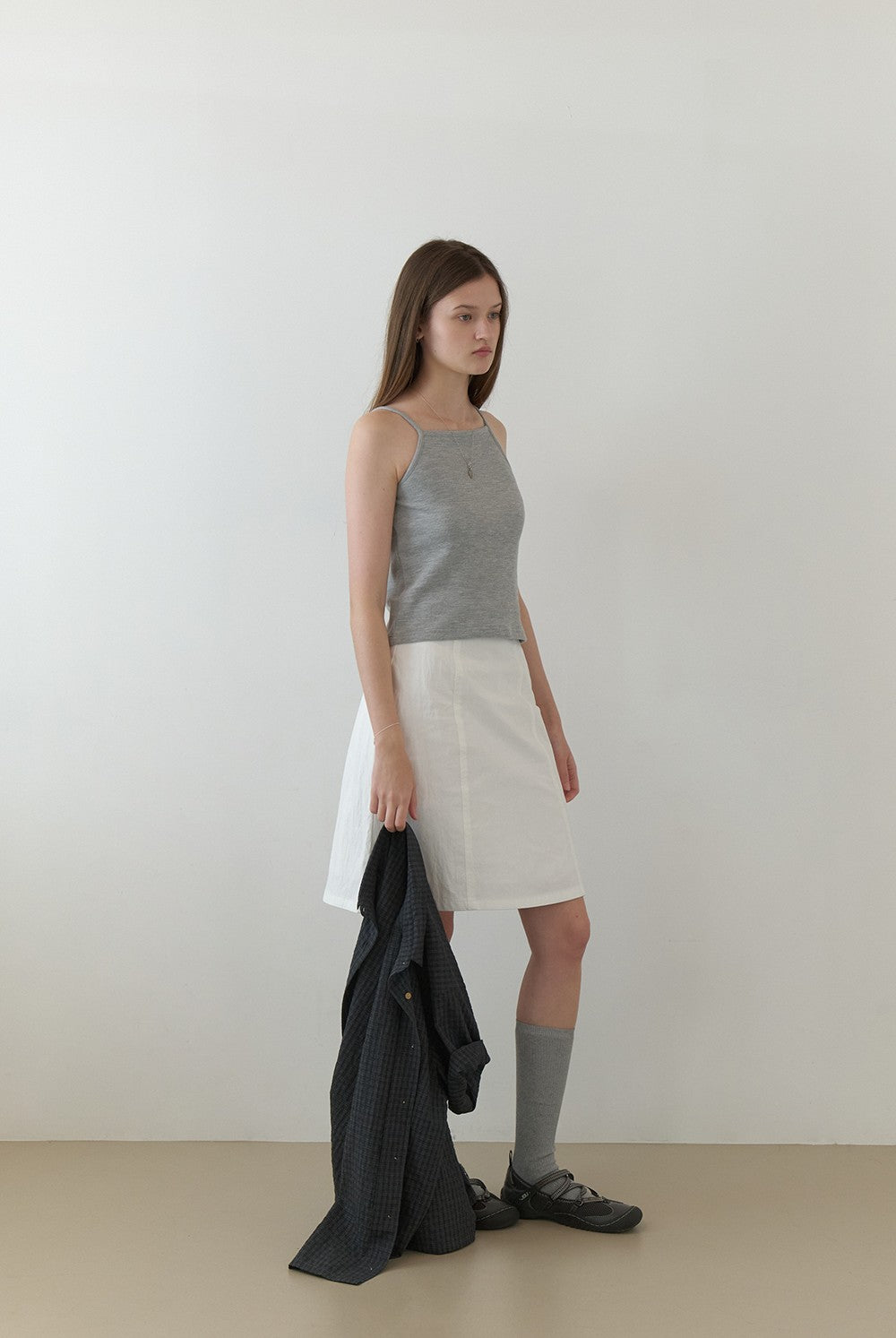 THE MITTEN Linden half shirt (moody check)