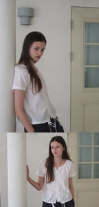 THE MITTEN Foliage half blouse (white)