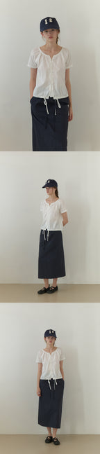 THE MITTEN Foliage half blouse (white)