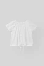 THE MITTEN Foliage half blouse (white)