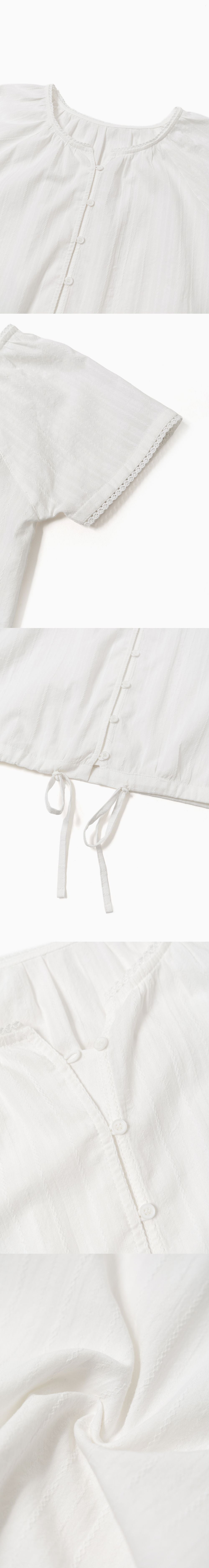 THE MITTEN Foliage half blouse (white)