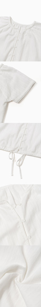 THE MITTEN Foliage half blouse (white)