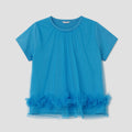 typeservice Mesh Layered Shirring Ruffle Top [Blue]