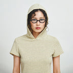 PLZPROJECT SHORT SLEEVE HOODED T-SHIRT, BUTTER