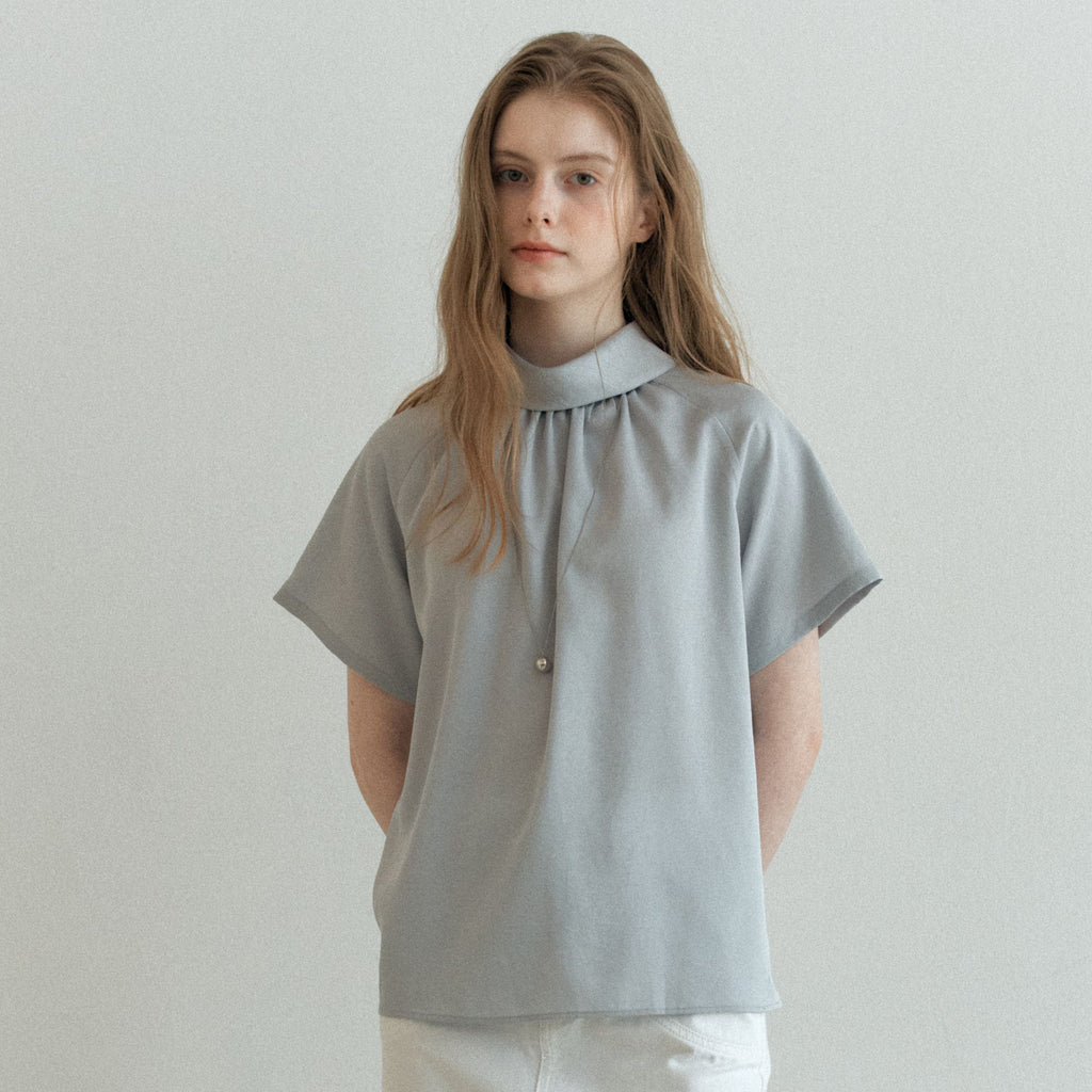 YUPPE Half shirring blouse_light gray