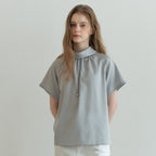 YUPPE Half shirring blouse_light gray