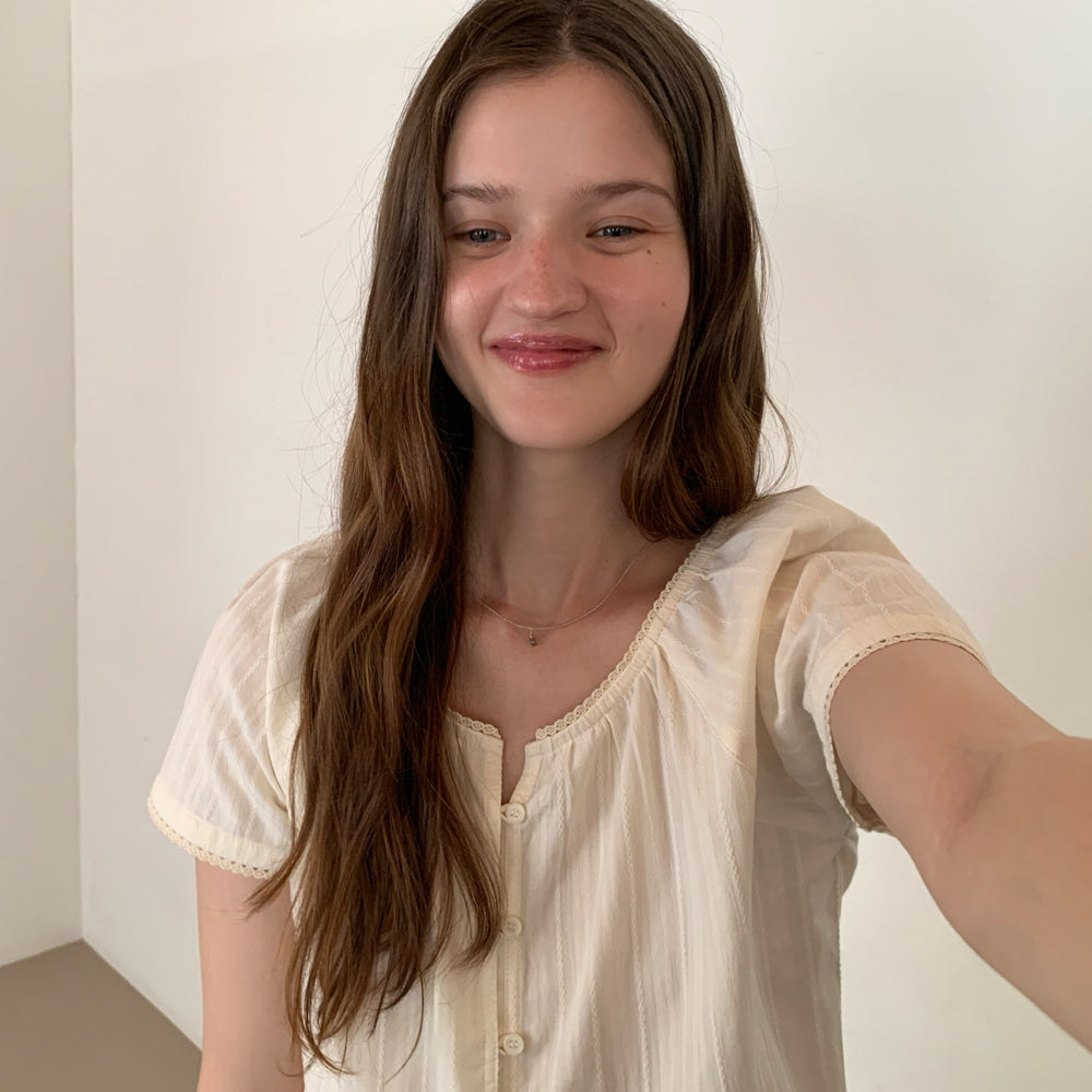 THE MITTEN Foliage half blouse (natural)
