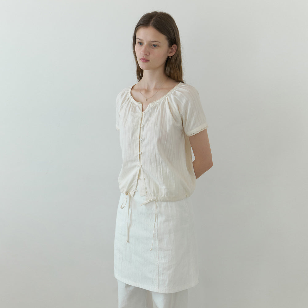 THE MITTEN Foliage half blouse (natural)