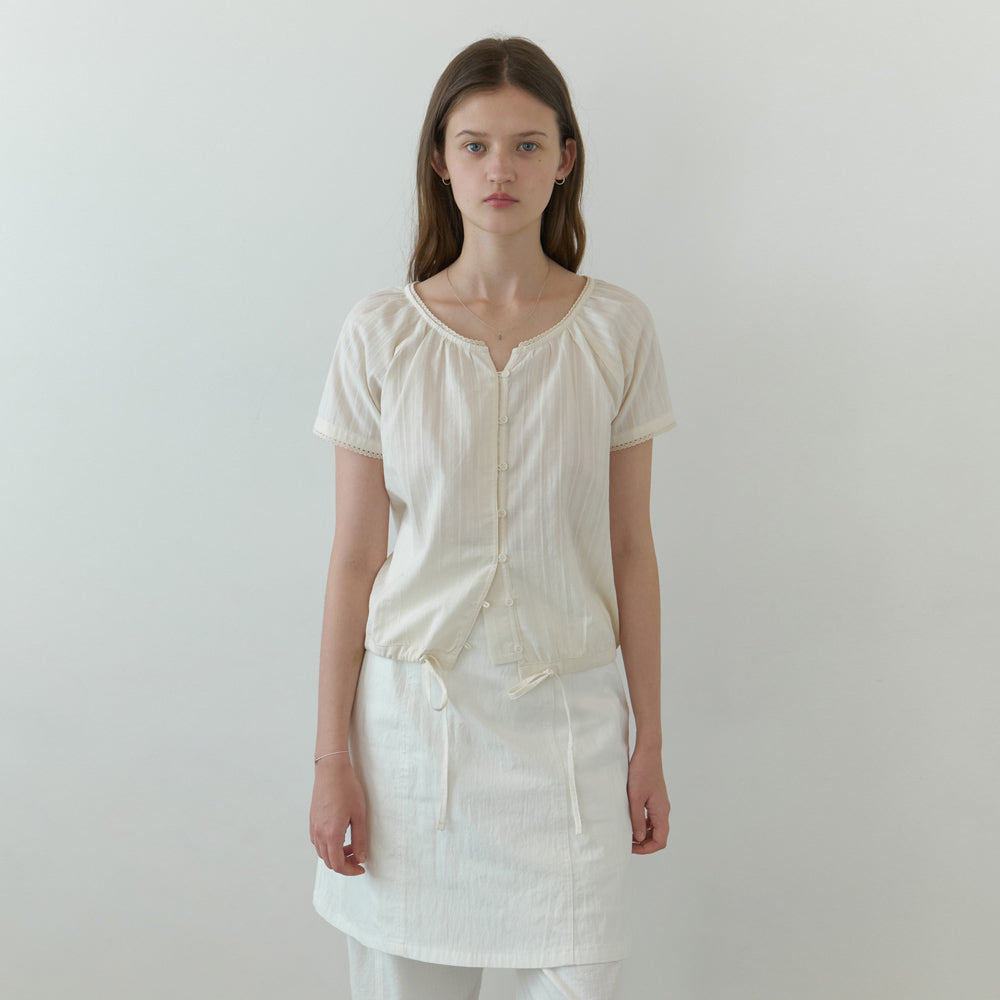 THE MITTEN Foliage half blouse (natural)