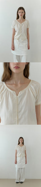 THE MITTEN Foliage half blouse (natural)
