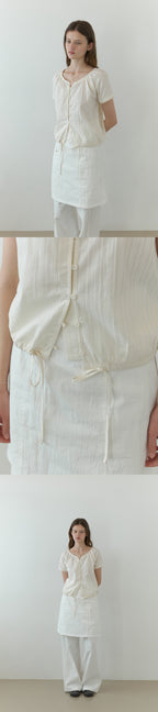 THE MITTEN Foliage half blouse (natural)