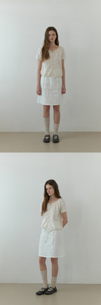 THE MITTEN Foliage half blouse (natural)