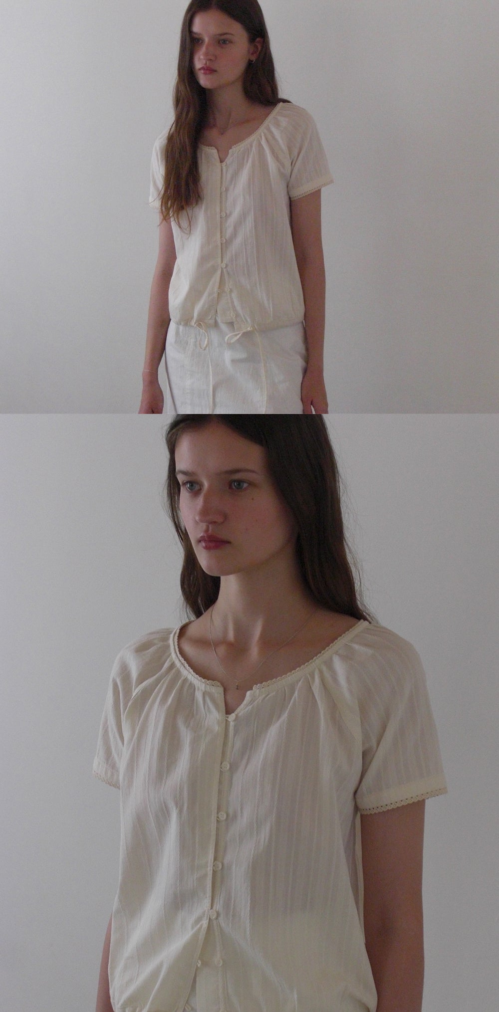 THE MITTEN Foliage half blouse (natural)