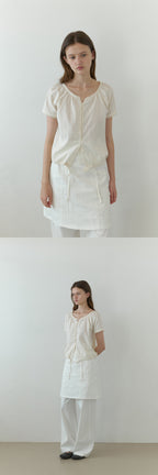 THE MITTEN Foliage half blouse (natural)