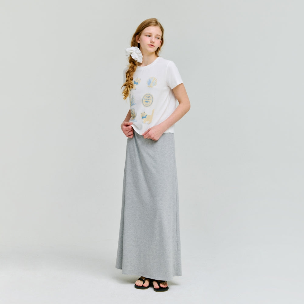 DEPOUND kitten fish market slim t-shirt - ivory