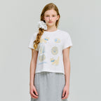 DEPOUND kitten fish market slim t-shirt - ivory
