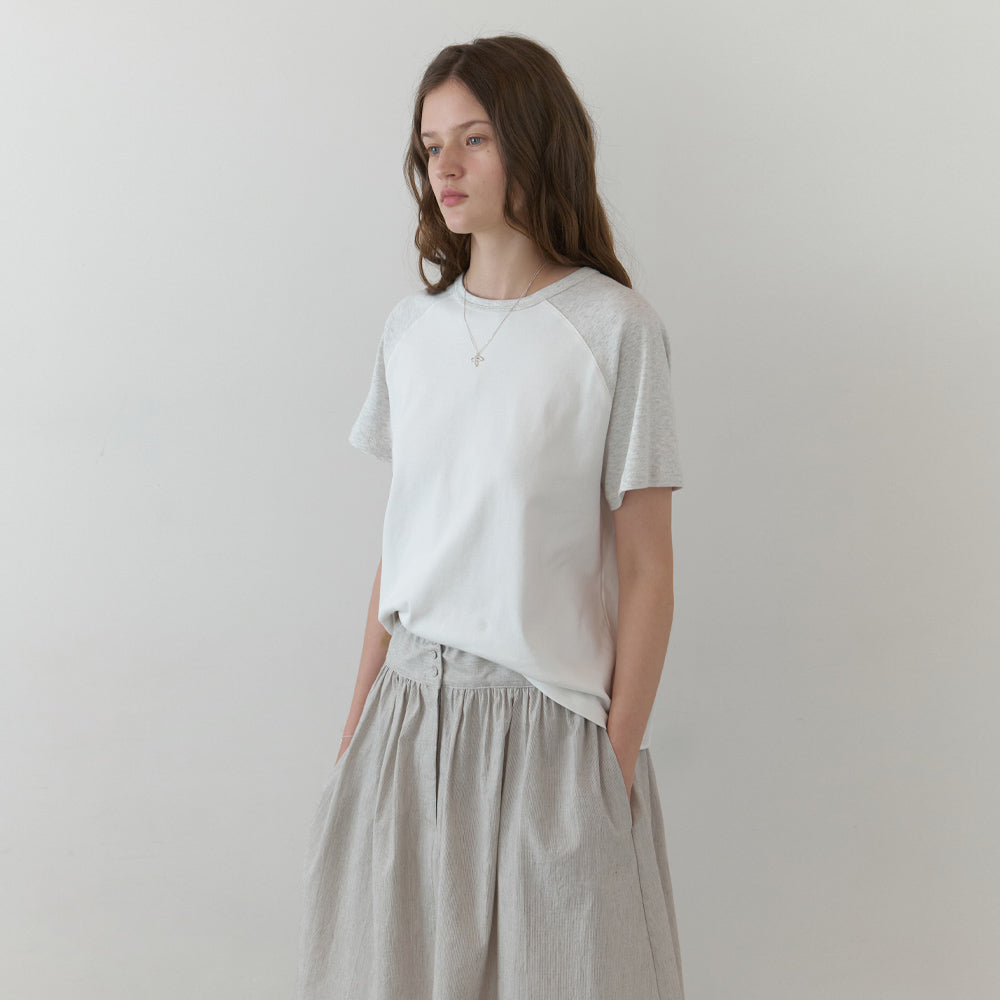 THE MITTEN Brume half t-shirt (white/melange)
