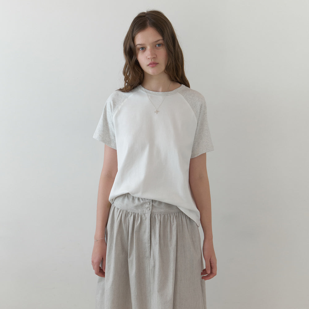 THE MITTEN Brume half t-shirt (white/melange)