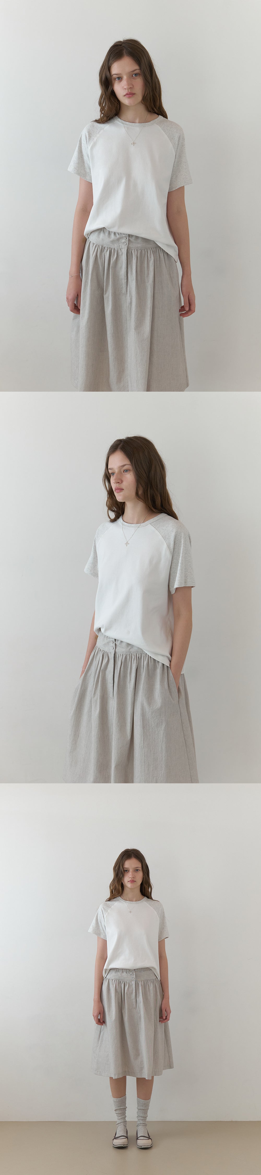 THE MITTEN Brume half t-shirt (white/melange)