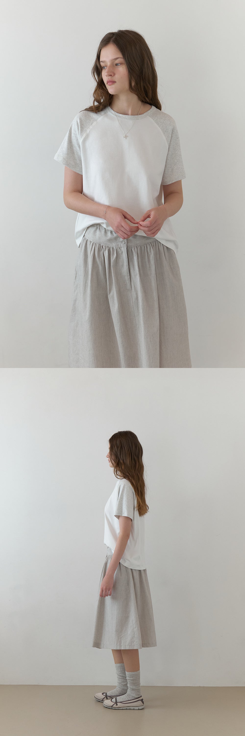 THE MITTEN Brume half t-shirt (white/melange)