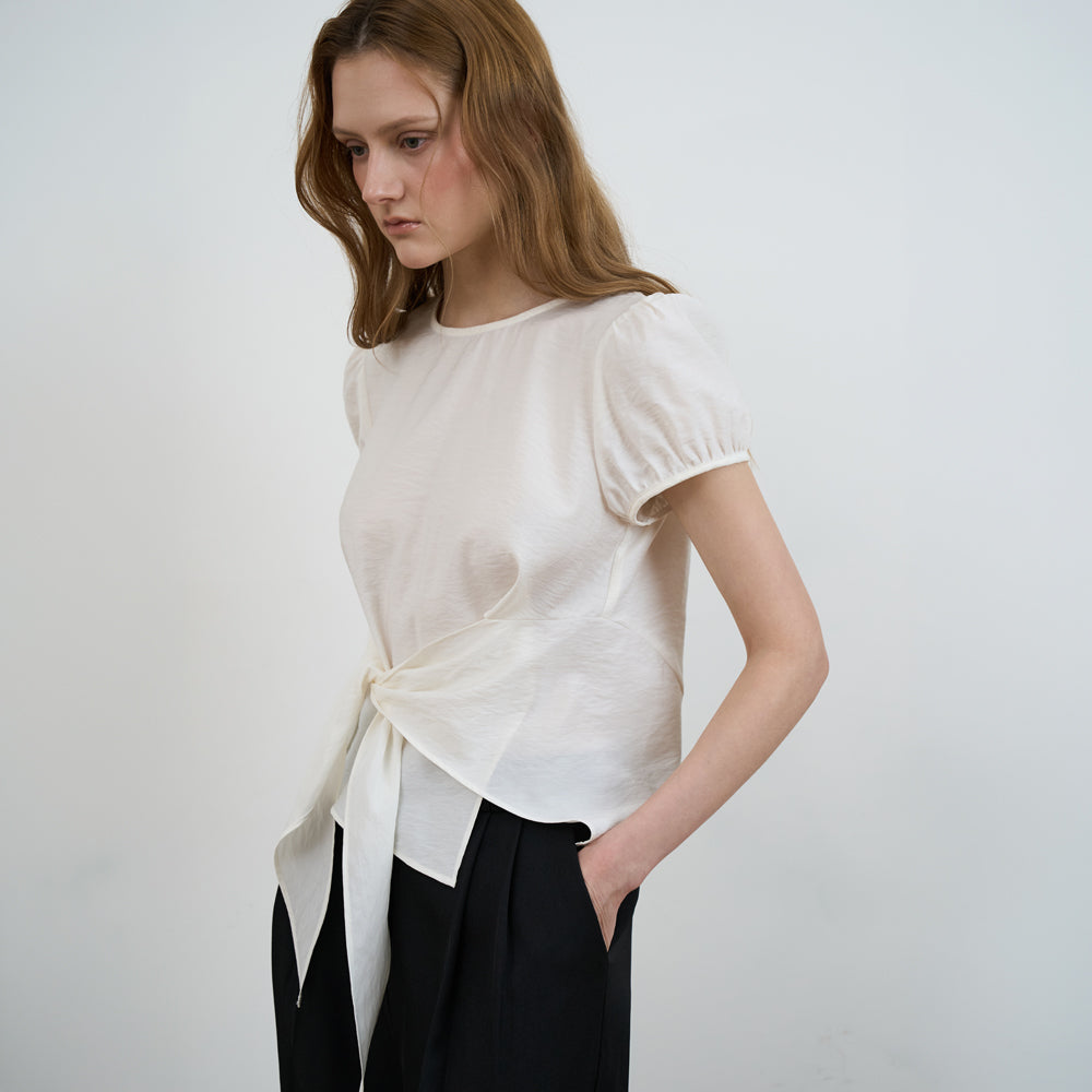 DEHEVE Wrap Drape Blouse [Ivory]