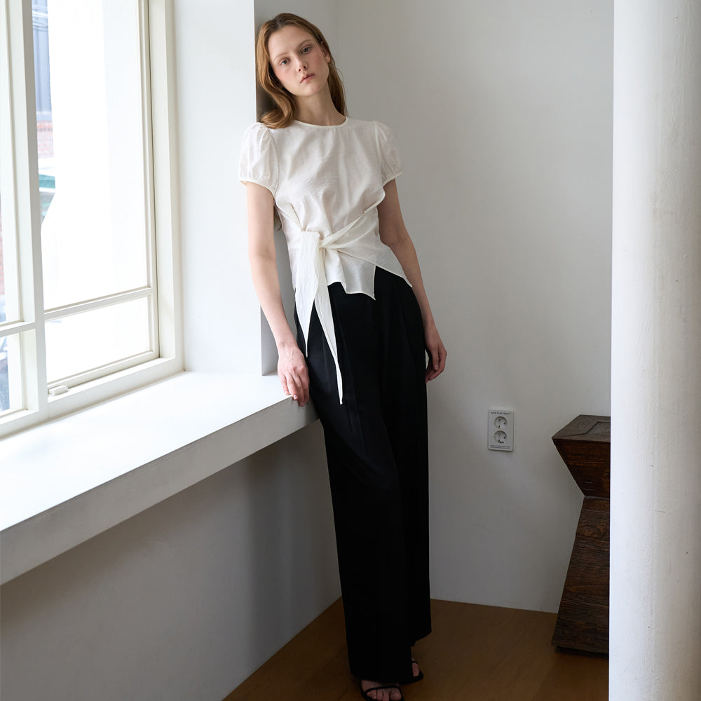 DEHEVE Wrap Drape Blouse [Ivory]
