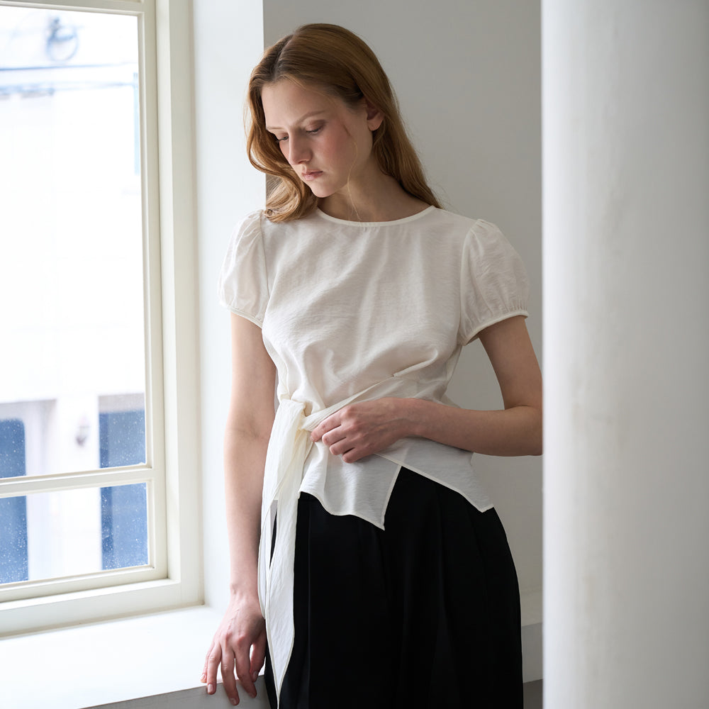 DEHEVE Wrap Drape Blouse [Ivory]