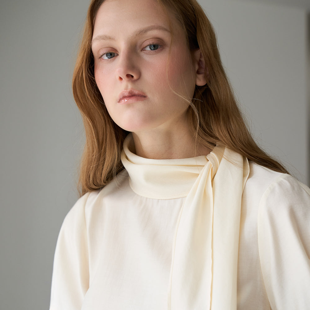 DEHEVE Cowl Neck Scarf Blouse [Butter]