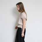 DEHEVE Frill Puff Crop Blouse [Pink]