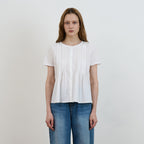 DEHEVE Lace Trim Pintuck Blouse [Ivory]