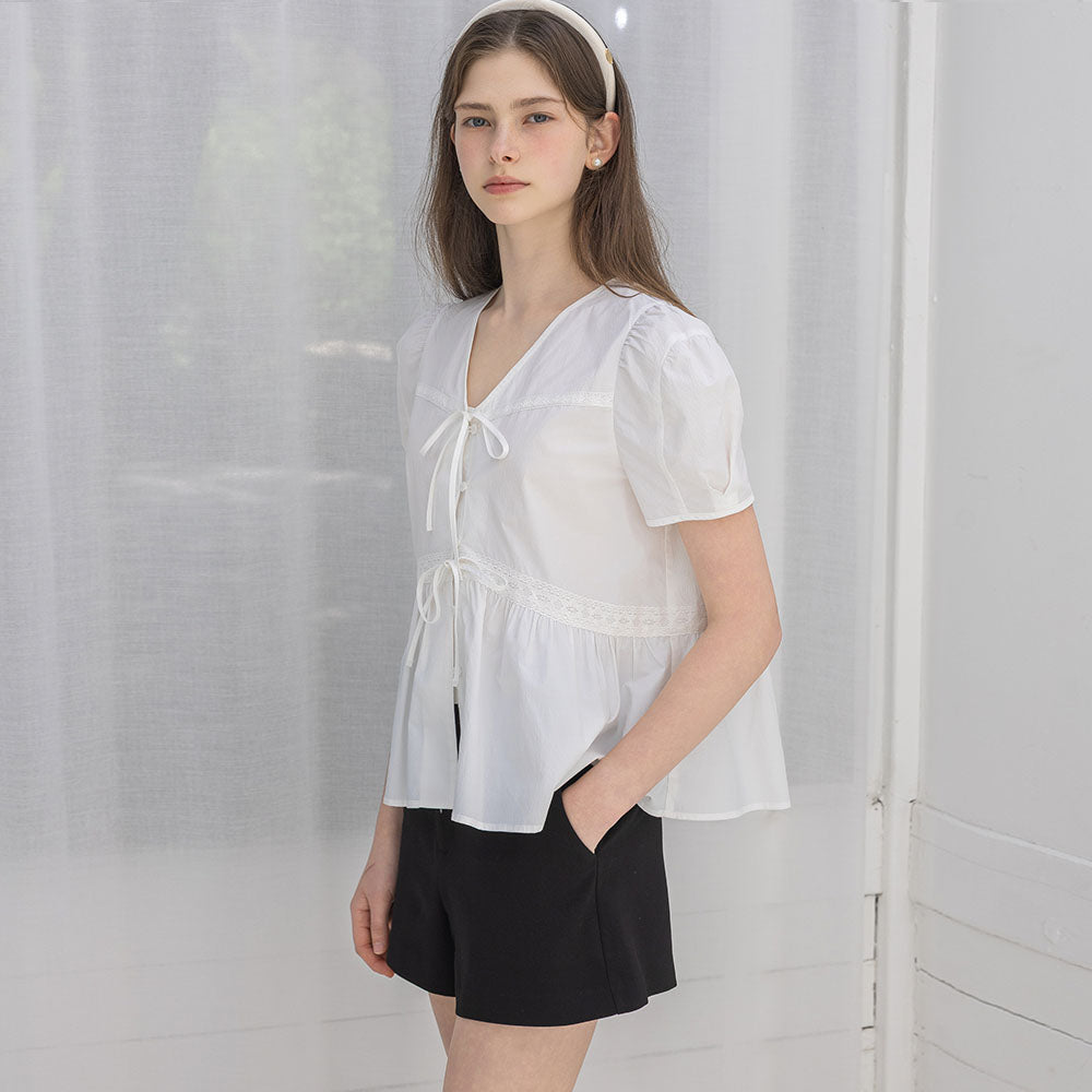 L'AUTRE DE MIN Two ribbon Blouse