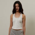 GIMOR Lace Halter Sleeveless White