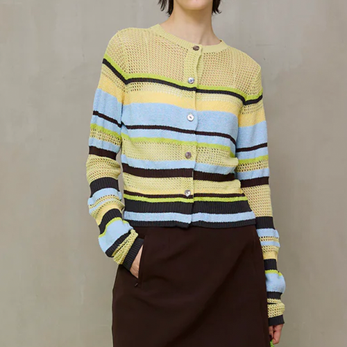 MAISON SPECIAL (W) Mesh Border Cardigan (LIME)