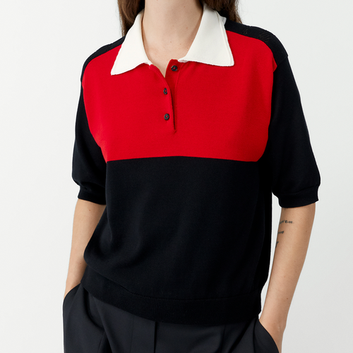 CORDERA (W) ORGANIC COTTON COLORBLOCK POLO (BLACK)