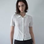 MILLO WOMEN Pleated short sleeve shirt [ivory]