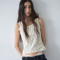 MILLO WOMEN Floral waffle sleeveless top [cream]