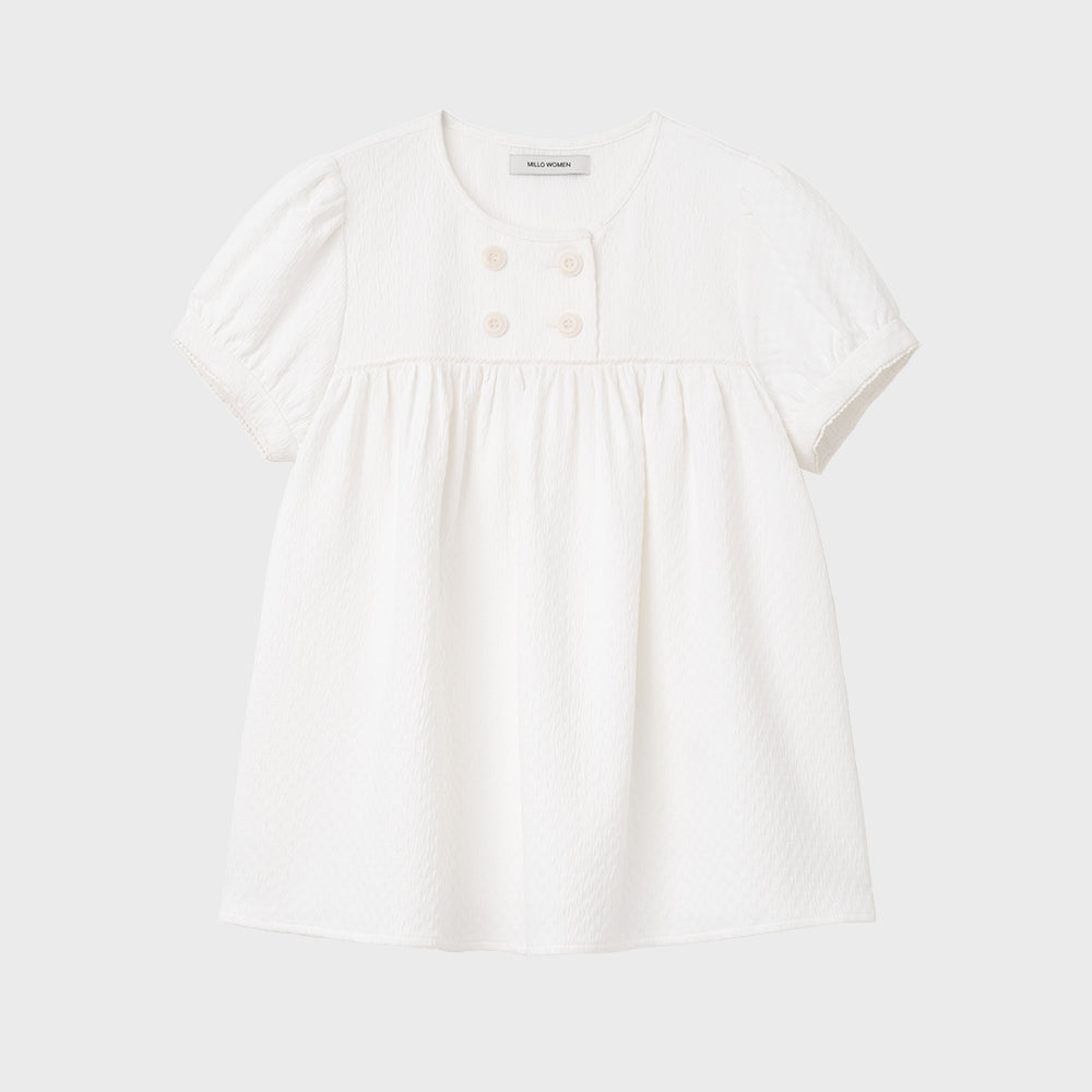 MILLO WOMEN Texture puff blouse [white]