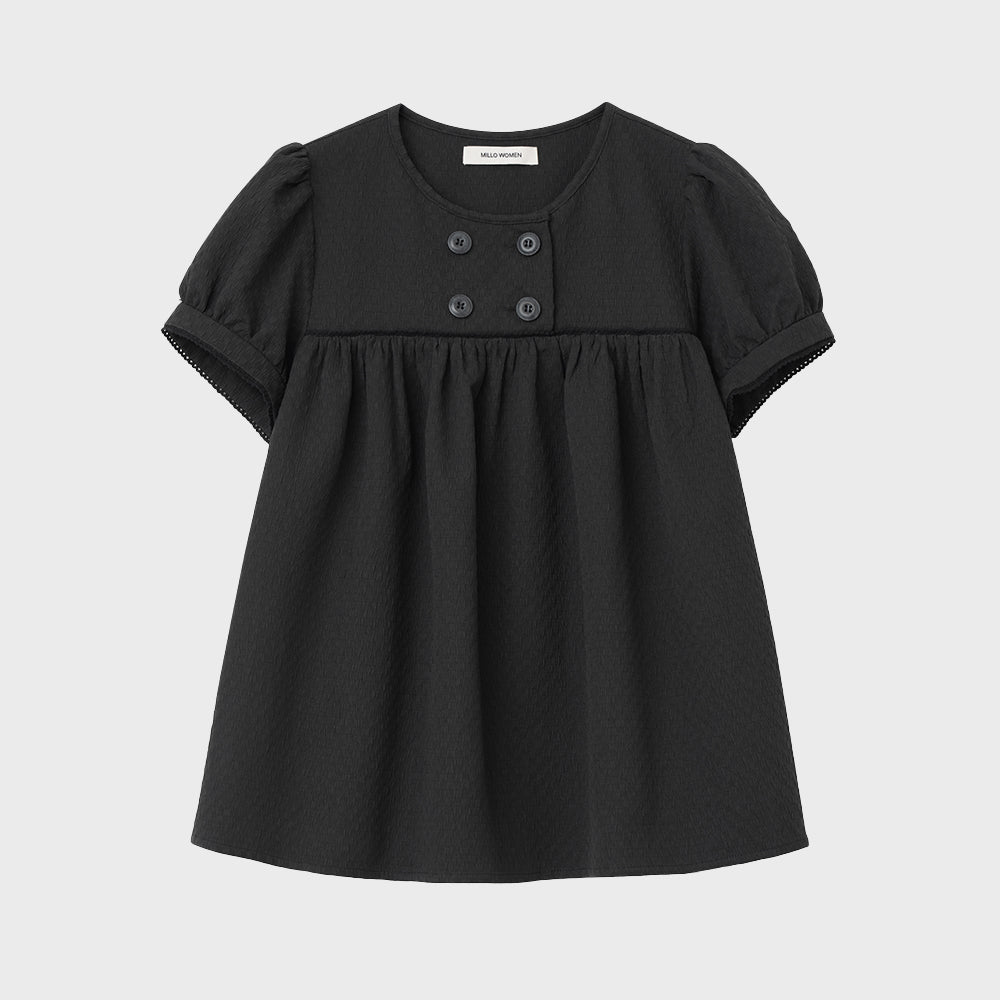 MILLO WOMEN Texture puff blouse [black]