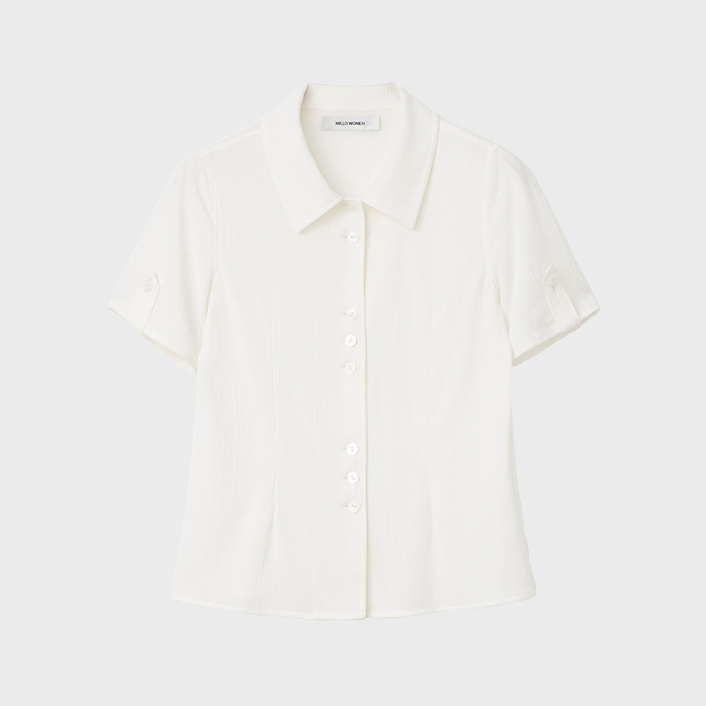 MILLO WOMEN Pleated short sleeve shirt [ivory]