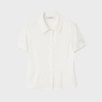 MILLO WOMEN Pleated short sleeve shirt [ivory]