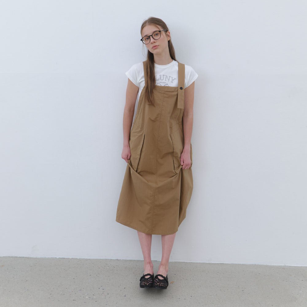 CLUNY CLUNY Cotton Utility Overall Dress - beige