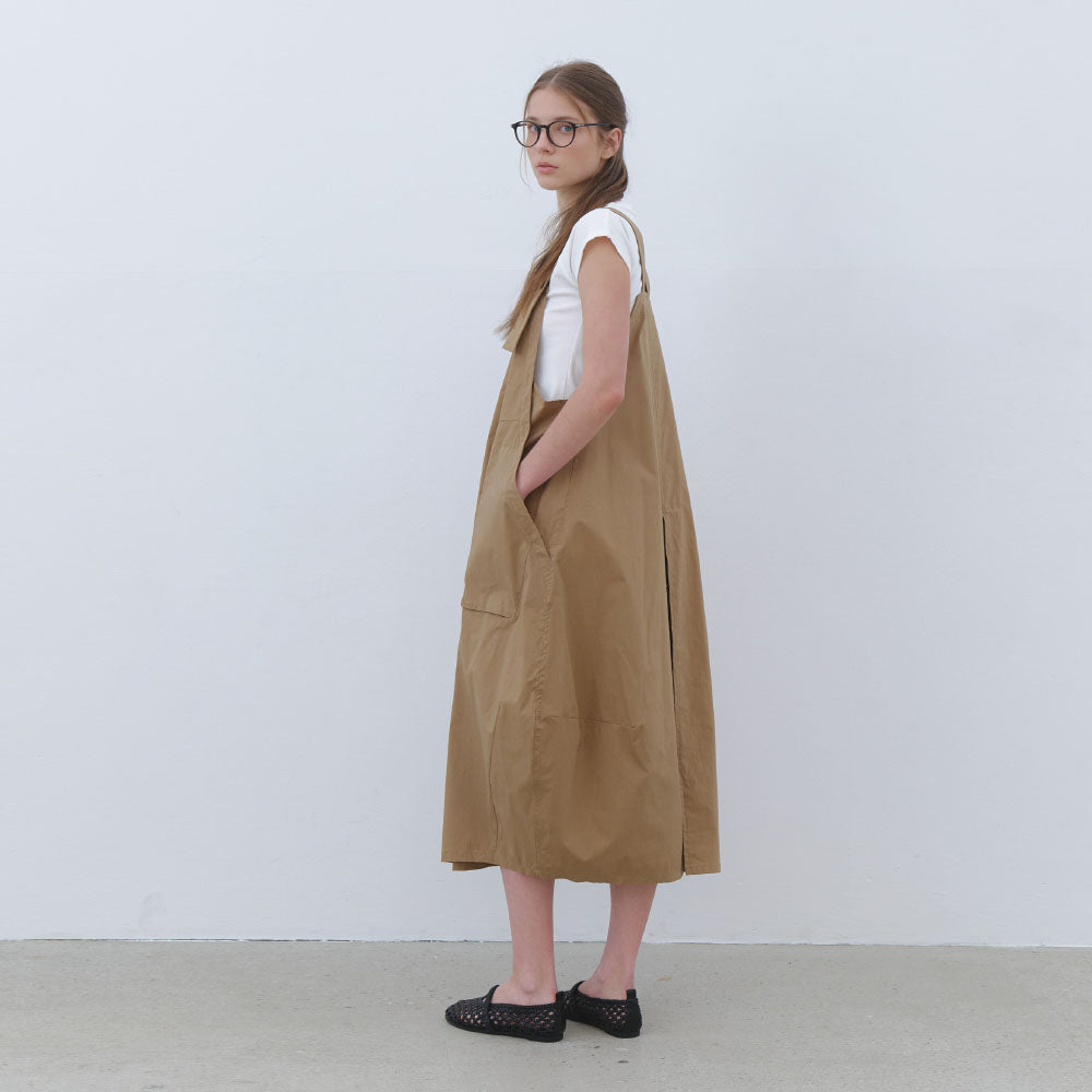 CLUNY CLUNY Cotton Utility Overall Dress - beige
