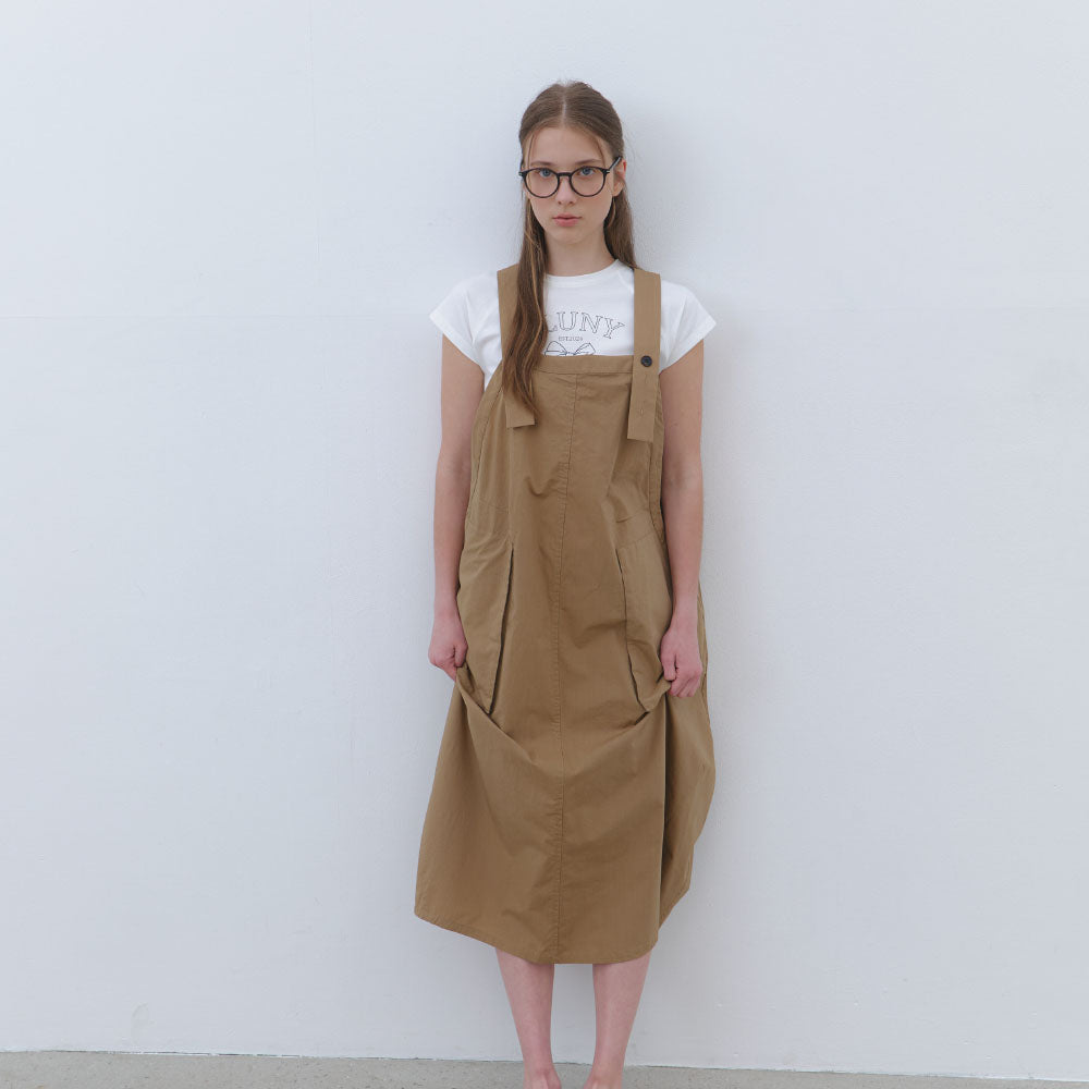 CLUNY CLUNY Cotton Utility Overall Dress - beige