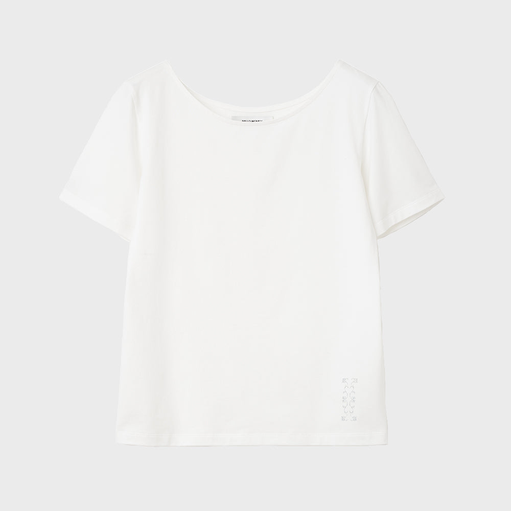 MILLO WOMEN Soft Vining Boat Neck T-Shirt [Ivory]