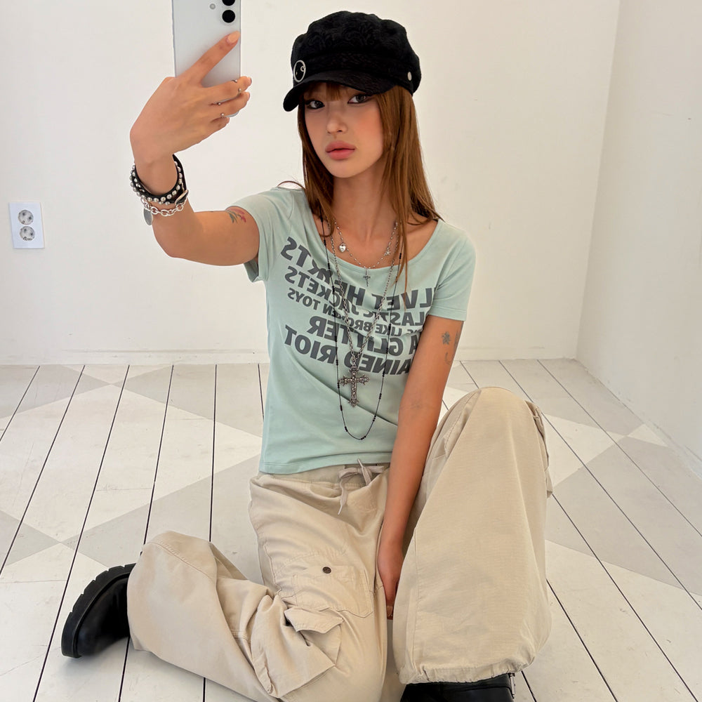 runningHIGH LETTERING SLIM H/S TEE [MINT]