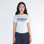 ames worldwide ROUND HEM CROP TEE LIGHT GREY